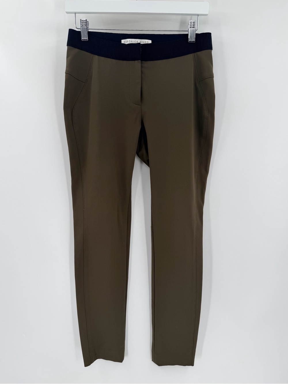 Veronica Beard Green Scuba Back Seam Straight Comfort Career Workwear Pants 4